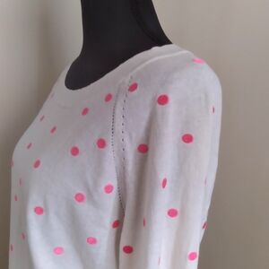 Wallace Madewell Polka Dot Sweater Pink White Crew Neck Cotton Womens XS